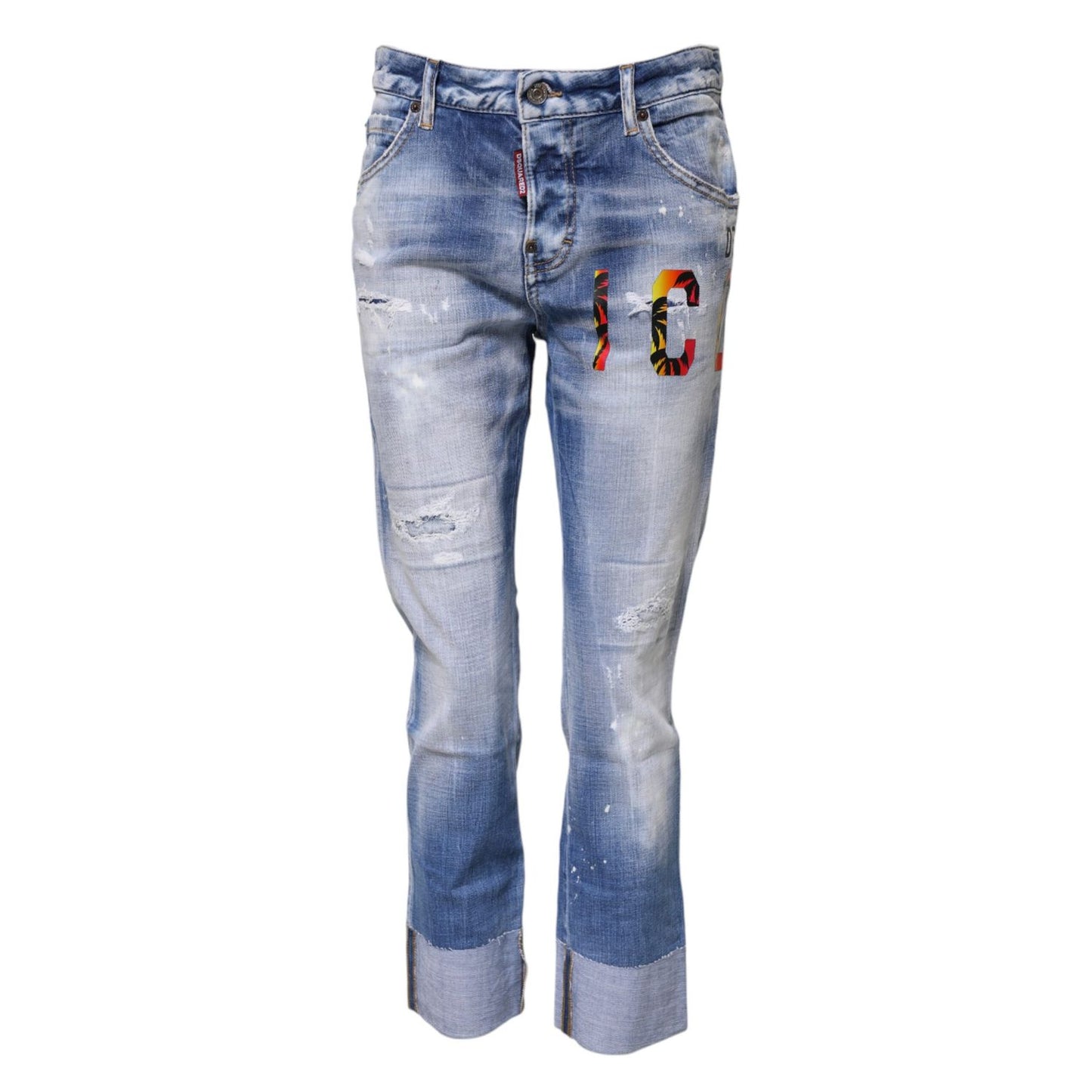 Dsquared² Blue Washed Cotton Mid Waist Skinny Denim Jeans