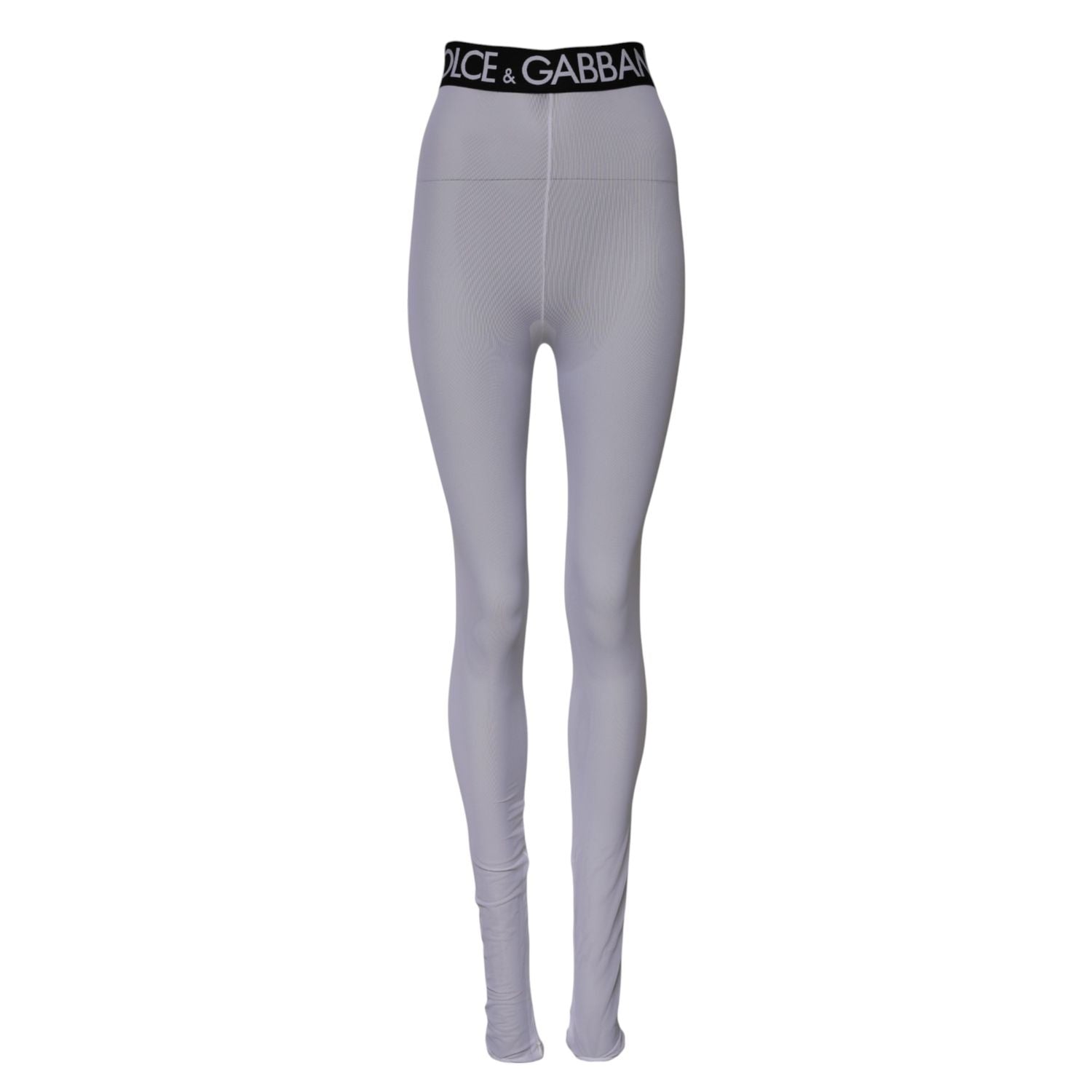 Dolce & Gabbana Gray Nylon DG Logo Mid Waisted Leggings Pants
