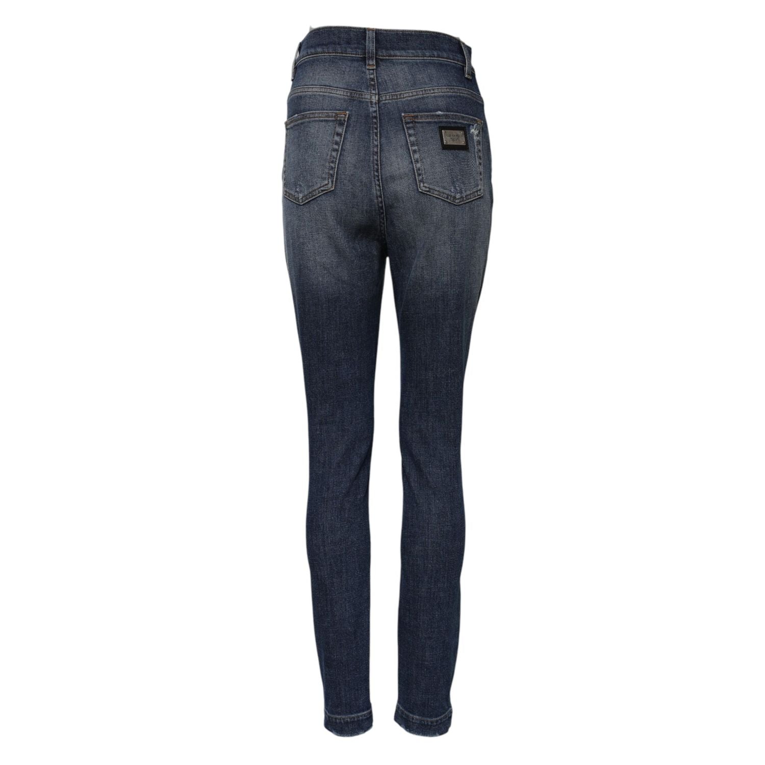 Dolce & Gabbana Blue Washed Cotton High Waisted Denim Jeans