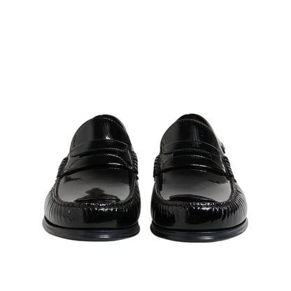 Dolce & Gabbana Black Leather Slip On Loafers Dress Shoes