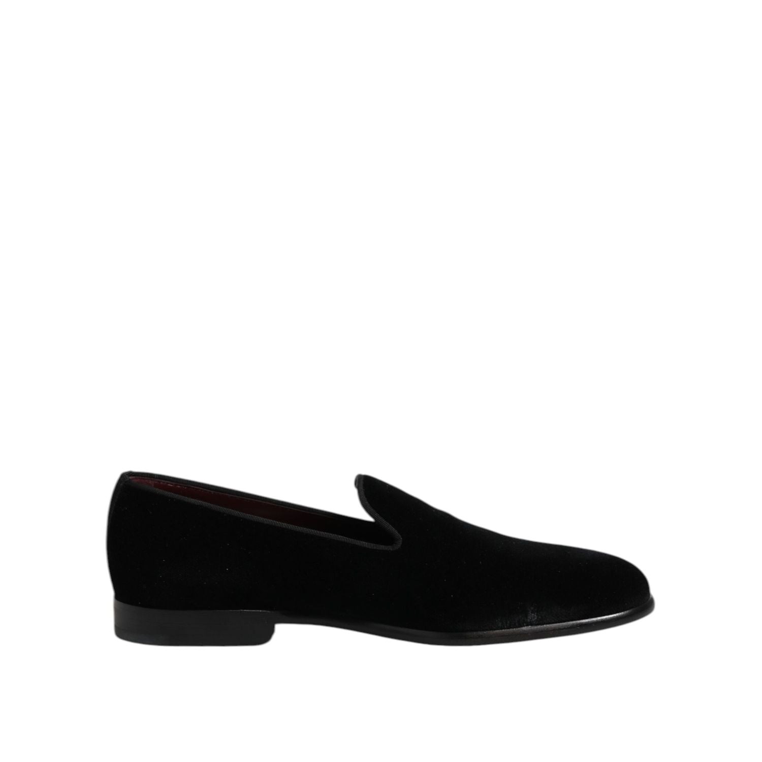 Dolce & Gabbana Black Velvet Slip On Loafers Formal Shoes
