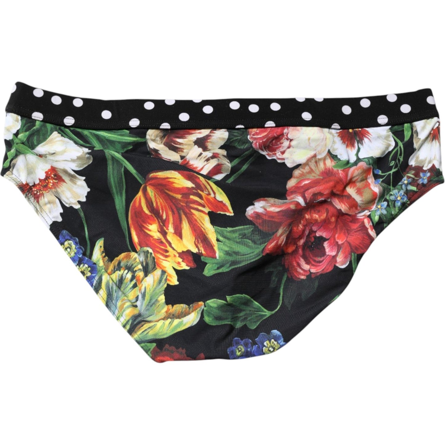 Dolce & Gabbana Black Floral Logo Beachwear Men Brief Swimwear