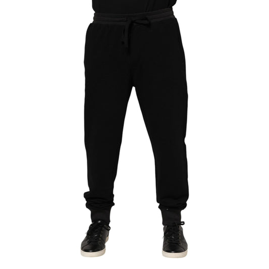 Dolce & Gabbana Black Cotton Crown Jogger Sweatpants Pants