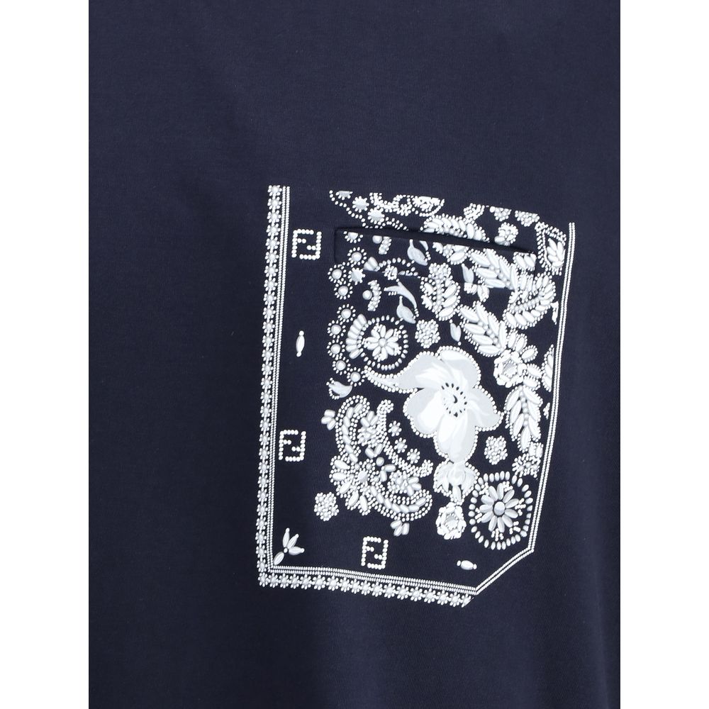 Fendi Blue Cotton T-Shirt
