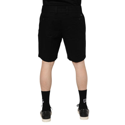 Dolce & Gabbana Black Cotton Knee Length Men Bermuda Shorts