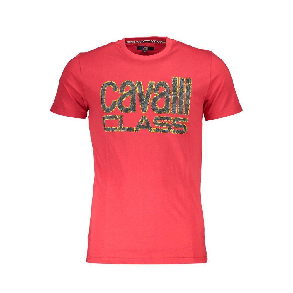 Cavalli Class Red Cotton T-Shirt CA-22275-XL