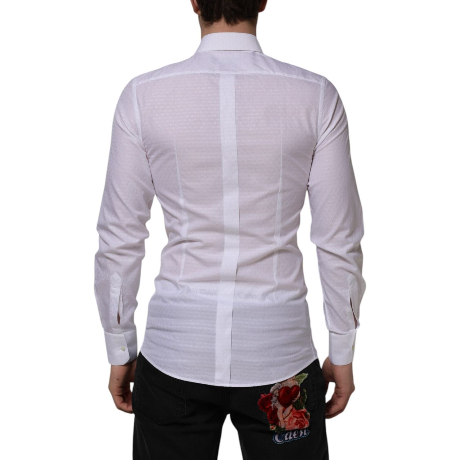 Dolce & Gabbana White Cotton GOLD Long Sleeves Formal Shirt