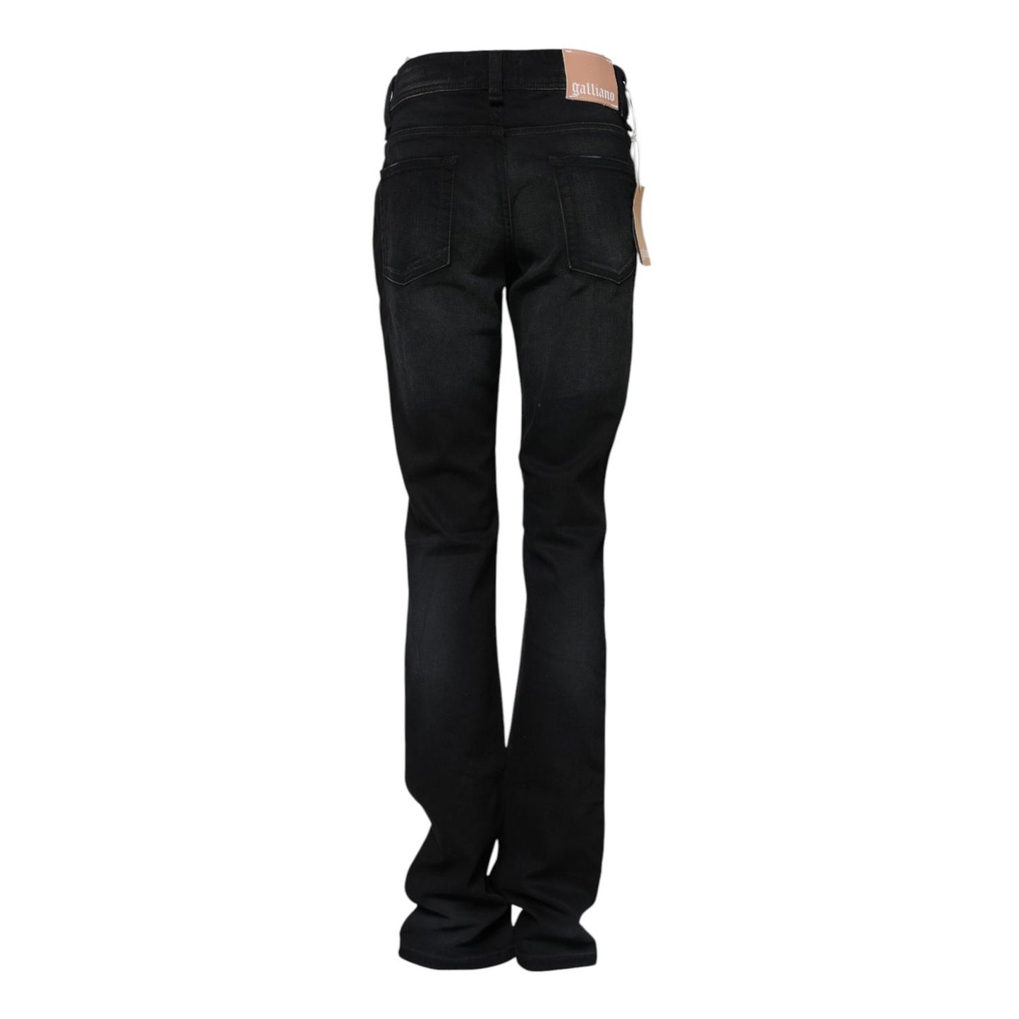 John Galliano Black Cotton Mid Waist Tapered Denim Jeans