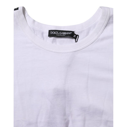 Dolce & Gabbana White Cotton Short Sleeves Cropped T-shirt