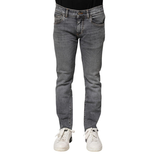 Dolce & Gabbana Gray Cotton Skinny Men Denim Trouser Jeans