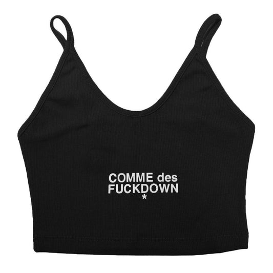 Comme Des Fuckdown Black Cotton Women Crop Top