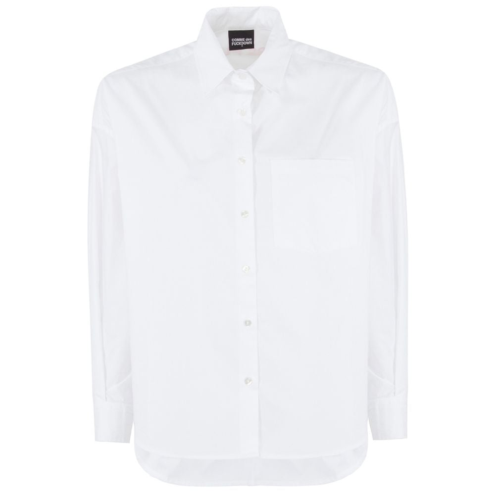 Comme Des Fuckdown White Cotton Shirt CO-13549-IT36|XXS