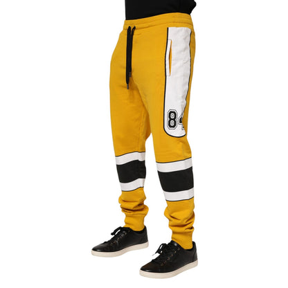 Dolce & Gabbana Yellow Cotton Logo Sweatpants Jogger Pants
