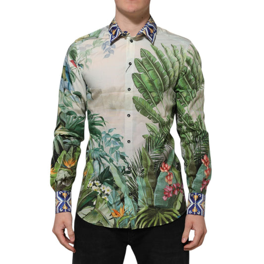 Dolce & Gabbana Multicolor Jungle Print GOLD Formal Shirt THS90419-40