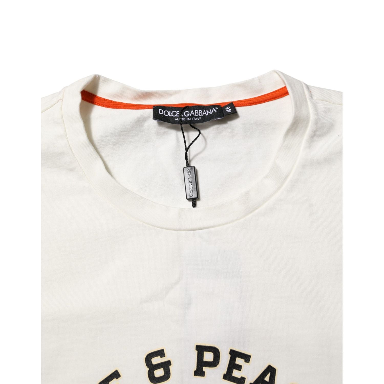 Dolce & Gabbana White Love Peace Cotton Men Crew Neck T-shirt