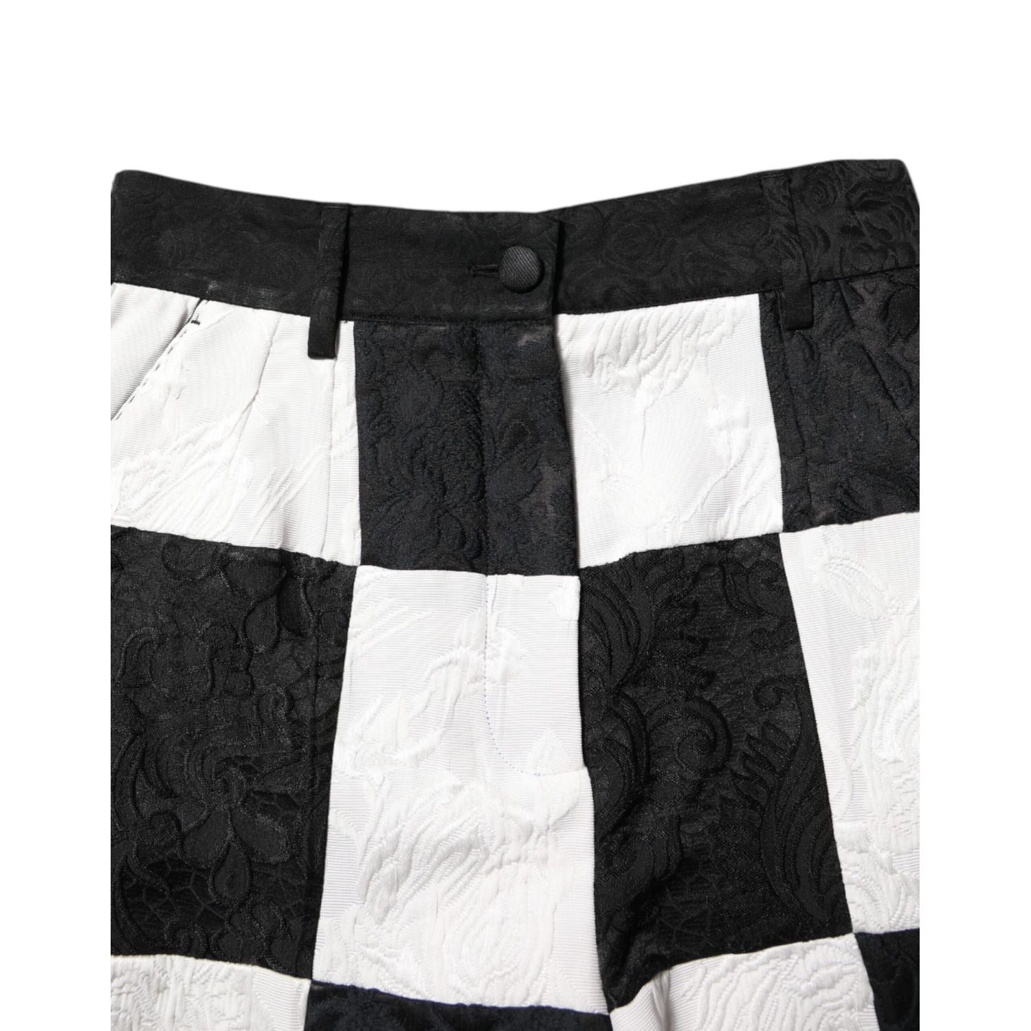 Dolce & Gabbana Black White Floral Brocade Hot Pants Shorts