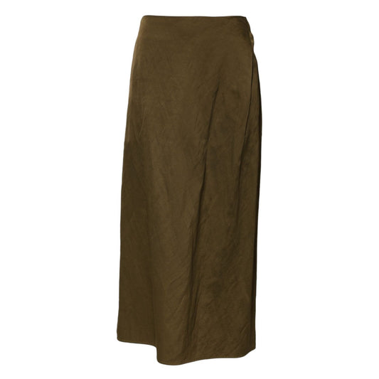 Jil Sander Olive Green Viscose A-line High Waist Midi Skirt SKI2071-34