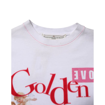 Golden Goose White Printed Round Neck T-shirt