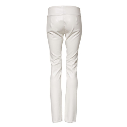 Dolce & Gabbana White Polyurethane High Waist Tapered Pants