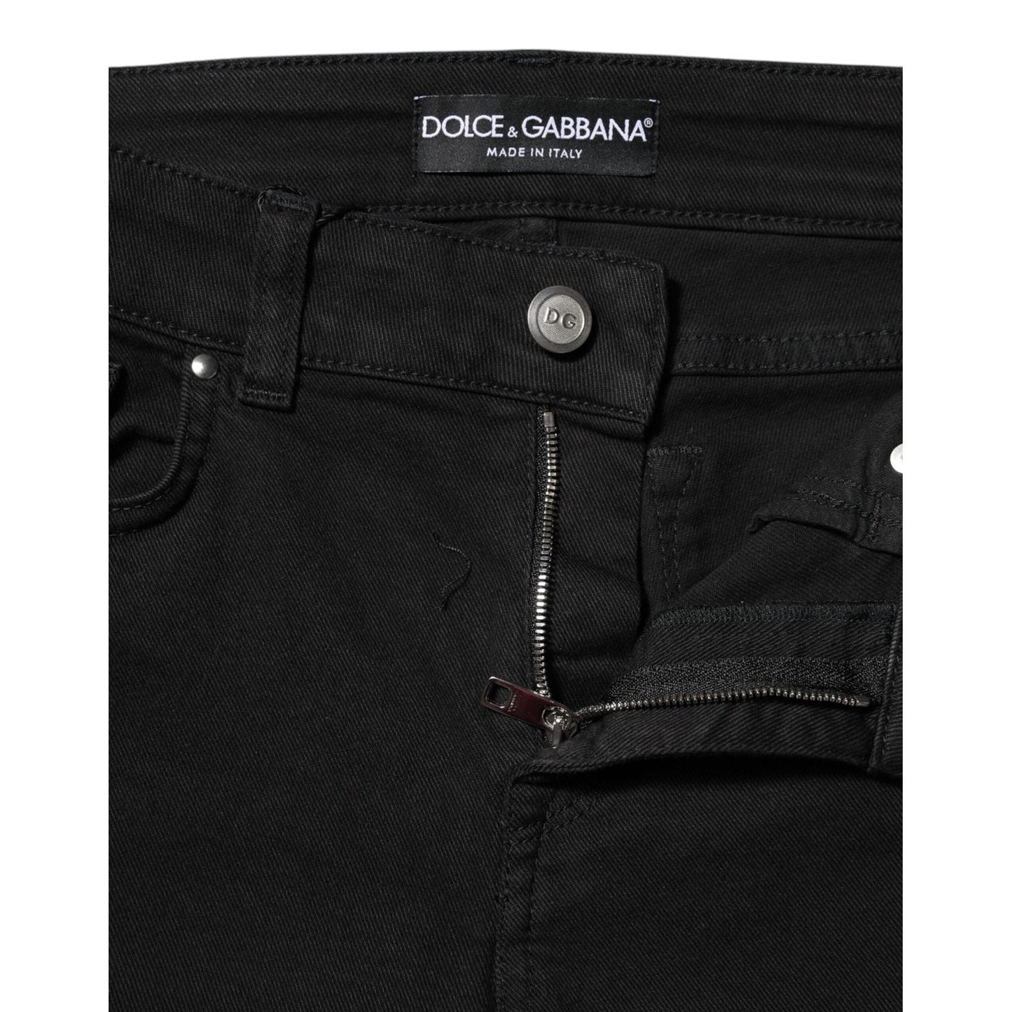 Dolce & Gabbana Black Cotton Logo Skinny MidWaist Denim Jeans PAN75624-38