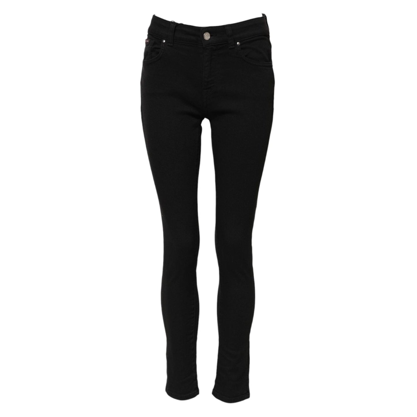 Dolce & Gabbana Black Cotton Logo Skinny MidWaist Denim Jeans PAN75624-38