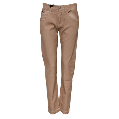 Dolce & Gabbana Brown Cotton Boyfriend Denim Trousers Jeans