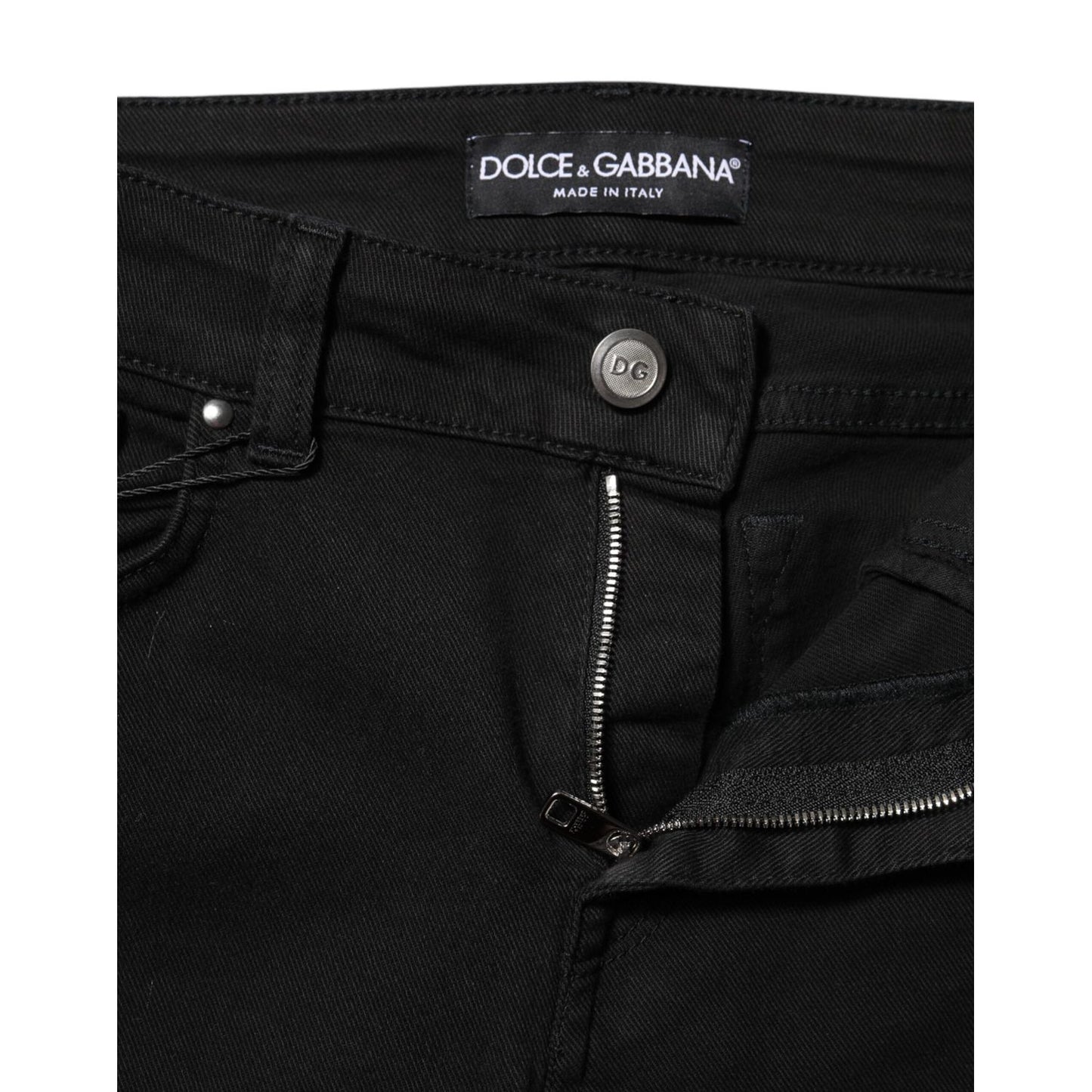Dolce & Gabbana Black Cotton Skinny Mid Waist Denim Jeans