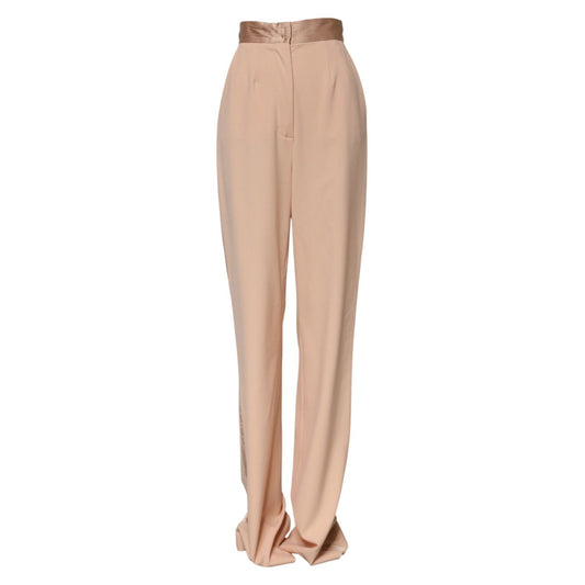 Dolce & Gabbana Beige Polyester Mid Waist Tapered Pants