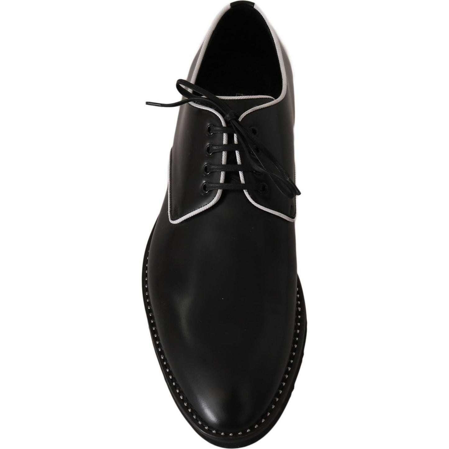 Dolce & Gabbana Black Leather White Line Dress Derby Shoes MV2354-39