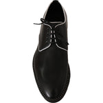 Dolce & Gabbana Black Leather White Line Dress Derby Shoes MV2354-39