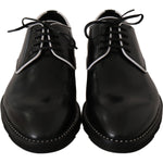 Dolce & Gabbana Black Leather White Line Dress Derby Shoes MV2354-39