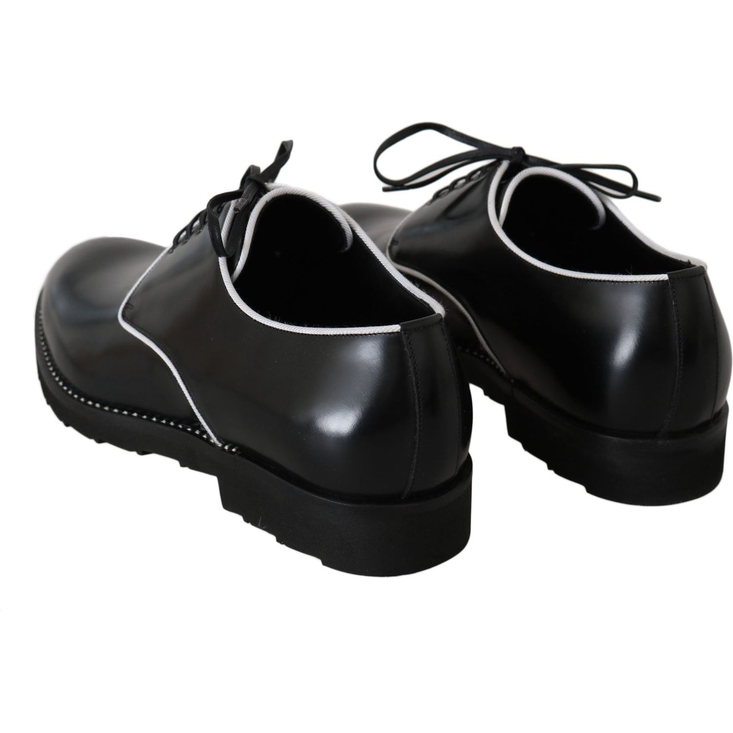 Dolce & Gabbana Black Leather White Line Dress Derby Shoes MV2354-39