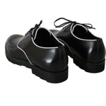 Dolce & Gabbana Black Leather White Line Dress Derby Shoes MV2354-39