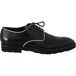 Dolce & Gabbana Black Leather White Line Dress Derby Shoes MV2354-39