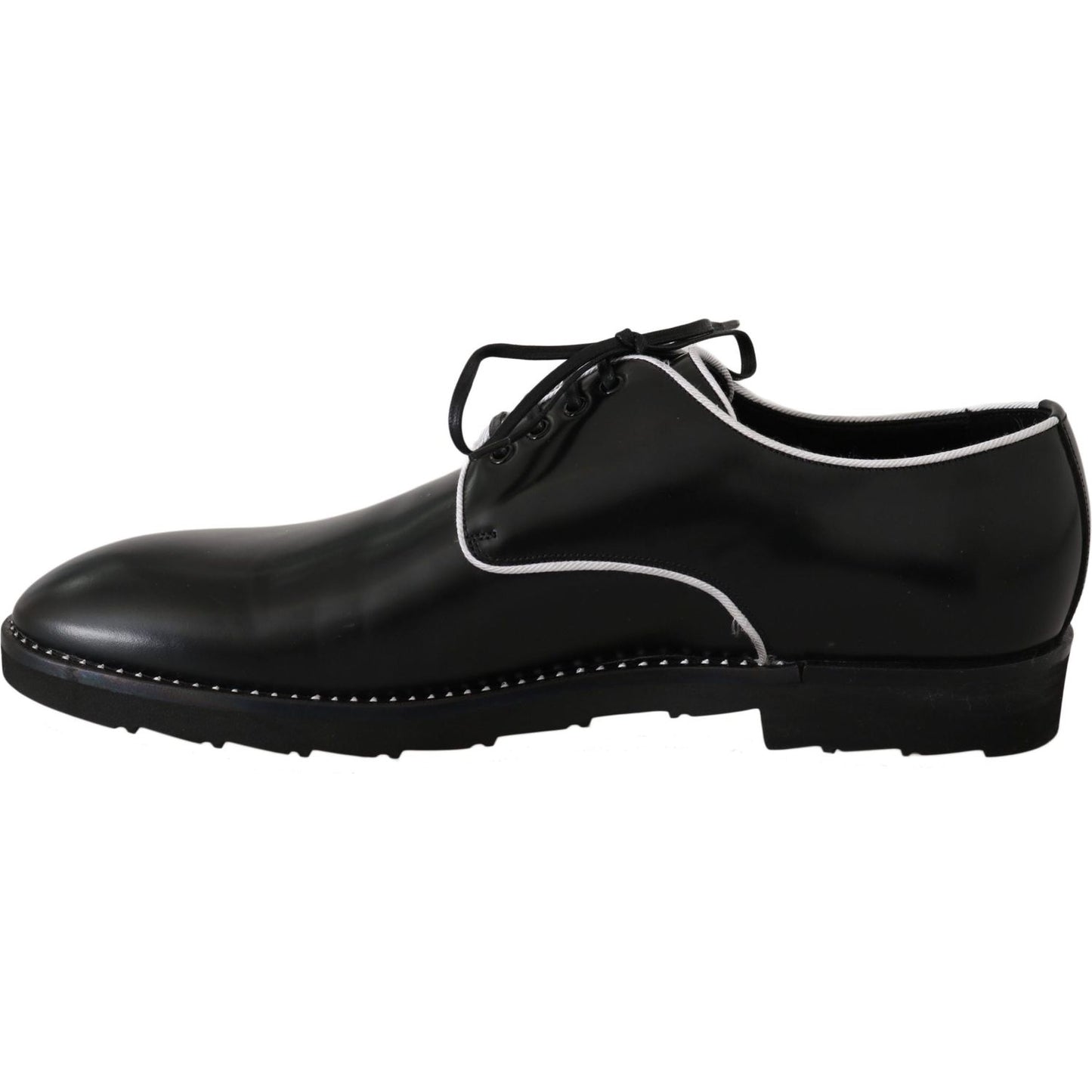 Dolce & Gabbana Black Leather White Line Dress Derby Shoes MV2354-39