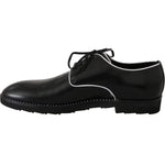 Dolce & Gabbana Black Leather White Line Dress Derby Shoes MV2354-39