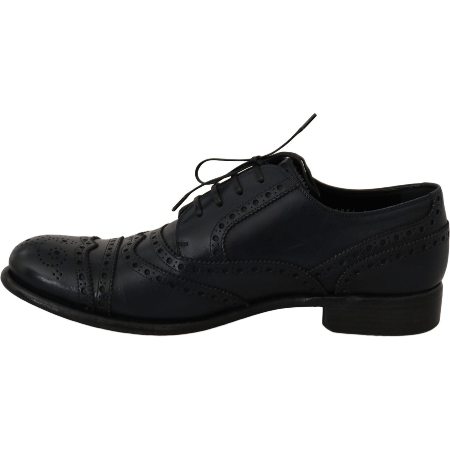 Dolce & Gabbana Dark Blue Leather Wingtip Oxford Dress Shoes MV2362-39