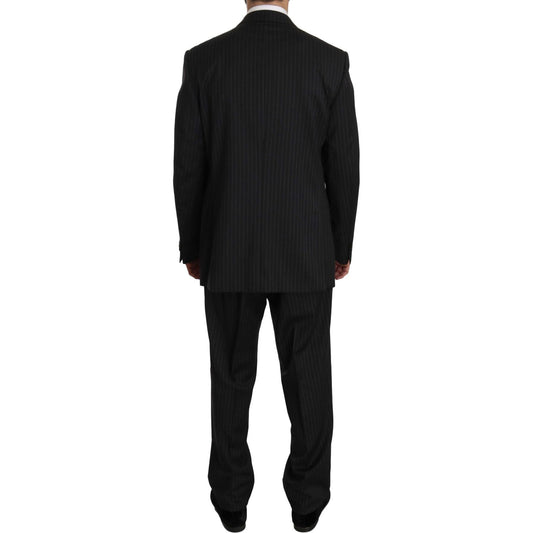 Z ZEGNA Black Striped Two Piece 3 Button 100% Wool Suit KOS1459-52