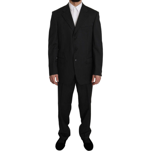 Z ZEGNA Black Striped Two Piece 3 Button 100% Wool Suit KOS1459-52