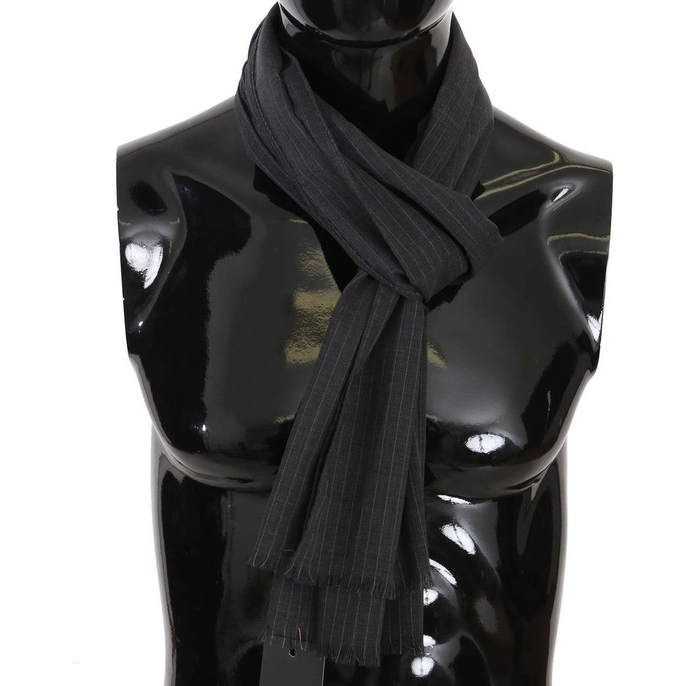 Dolce & Gabbana Elegant Gray Striped Wool Men's Scarf Wool Wrap Shawls Dolce & Gabbana Dark Slate Gray