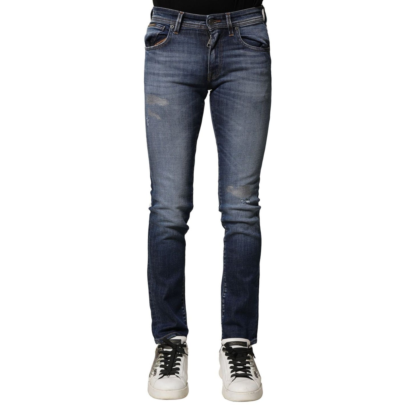 Dolce & Gabbana Blue Washed Cotton Slim Fit Men Denim Jeans