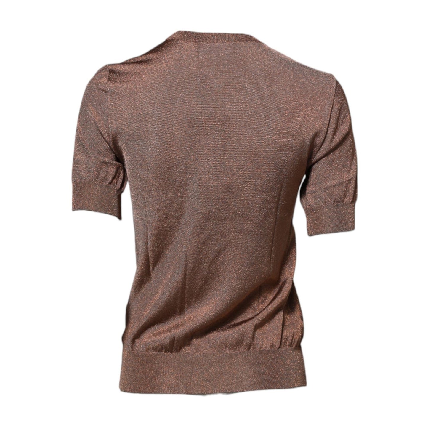 Dolce & Gabbana Brown Lily Embellished Round Neck Blouse Top