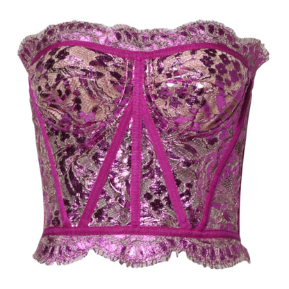 Dolce & Gabbana Pink Bustier Sleeveless Corset Blouse Top