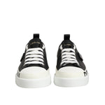 Dolce & Gabbana Black White Leather Low Top Sneakers Shoes LA12625-40