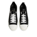 Dolce & Gabbana Black White Leather Low Top Sneakers Shoes LA12625-40