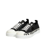 Dolce & Gabbana Black White Leather Low Top Sneakers Shoes LA12625-40