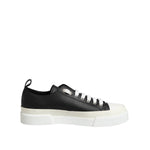 Dolce & Gabbana Black White Leather Low Top Sneakers Shoes LA12625-40