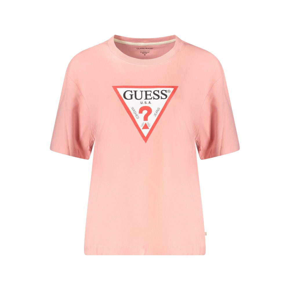Guess Jeans Pink Cotton Tops & T-Shirt GU-39068-XS