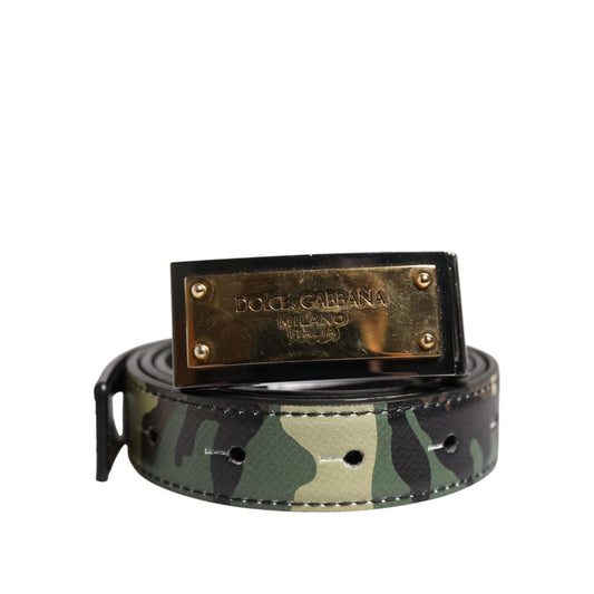 Dolce & Gabbana Multicolor Camouflage Metal Logo Buckle Belt BEL9264-90