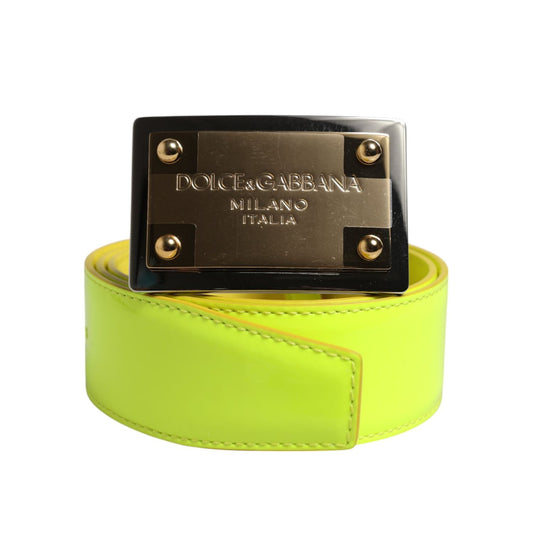 Dolce & Gabbana Yellow Green Classic Metal Logo Buckle Belt BEL9401-100